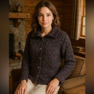 Vintage Northern Isles Chunky Knit Women's Purple Sweater Size M Cottage core